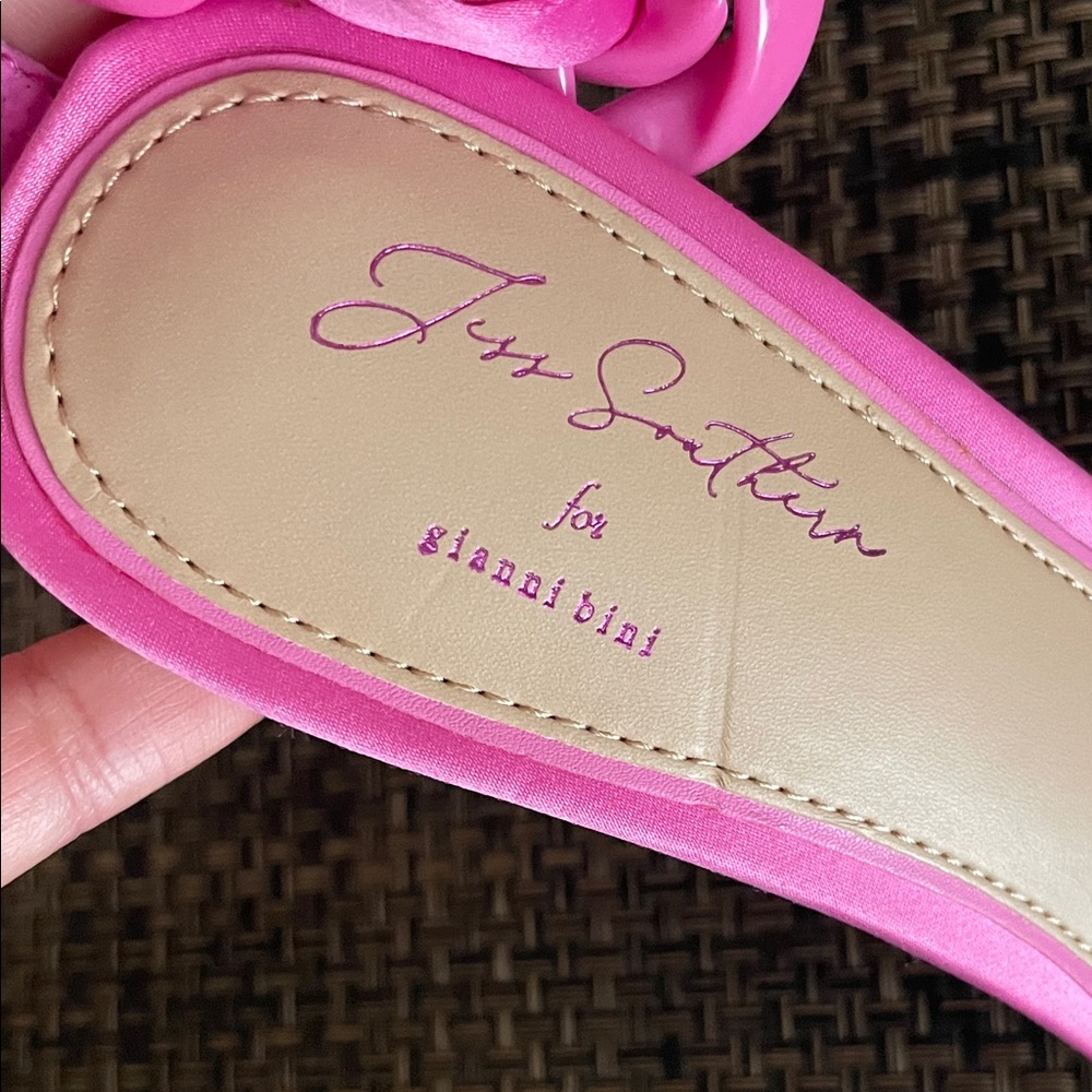 Gianni Bini X Jess Southern pink pearl Bow Dress Heeled Sandals - Picture 3 of 6